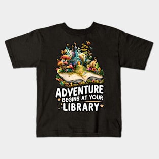 ny Adventure Begins At Your Library Kids T-Shirt